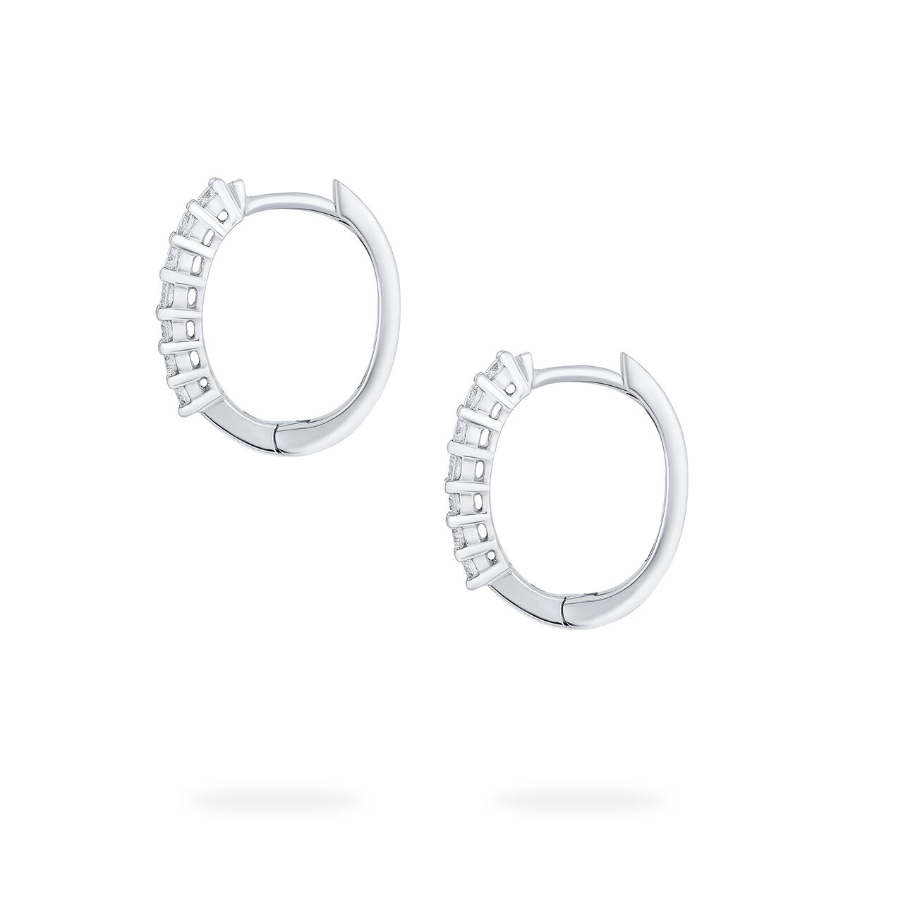 Diamond Hoop Earrings in White Gold Side image number 2